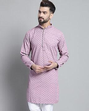 embroidered kurta with mandarin collar