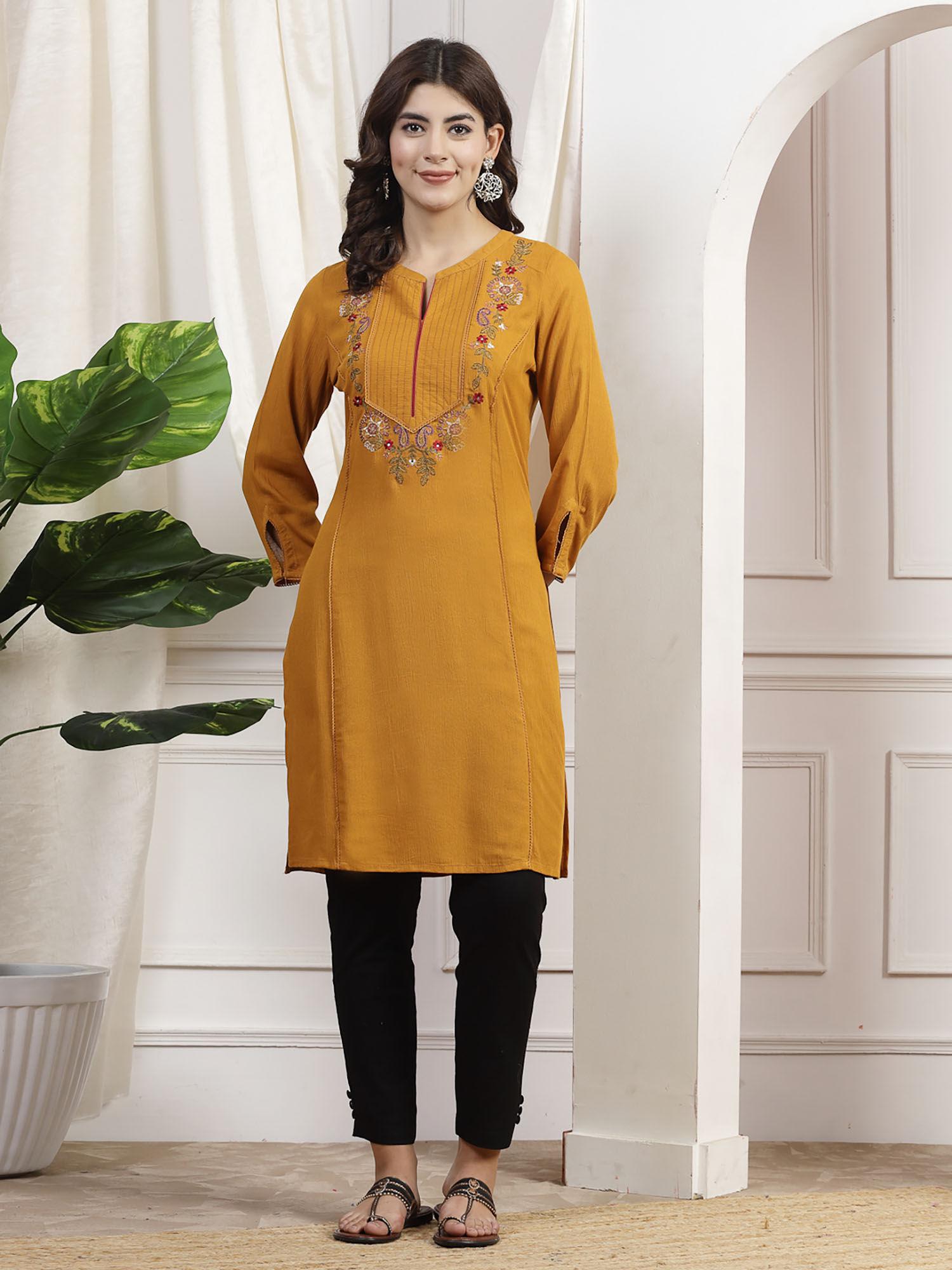 embroidered lace insert kurta