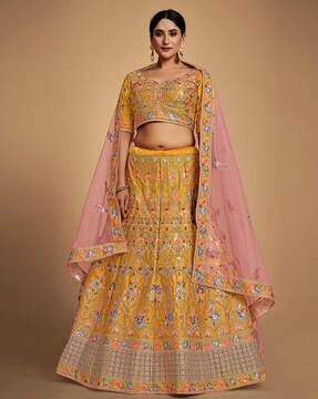 embroidered lehenga choli set with dupatta