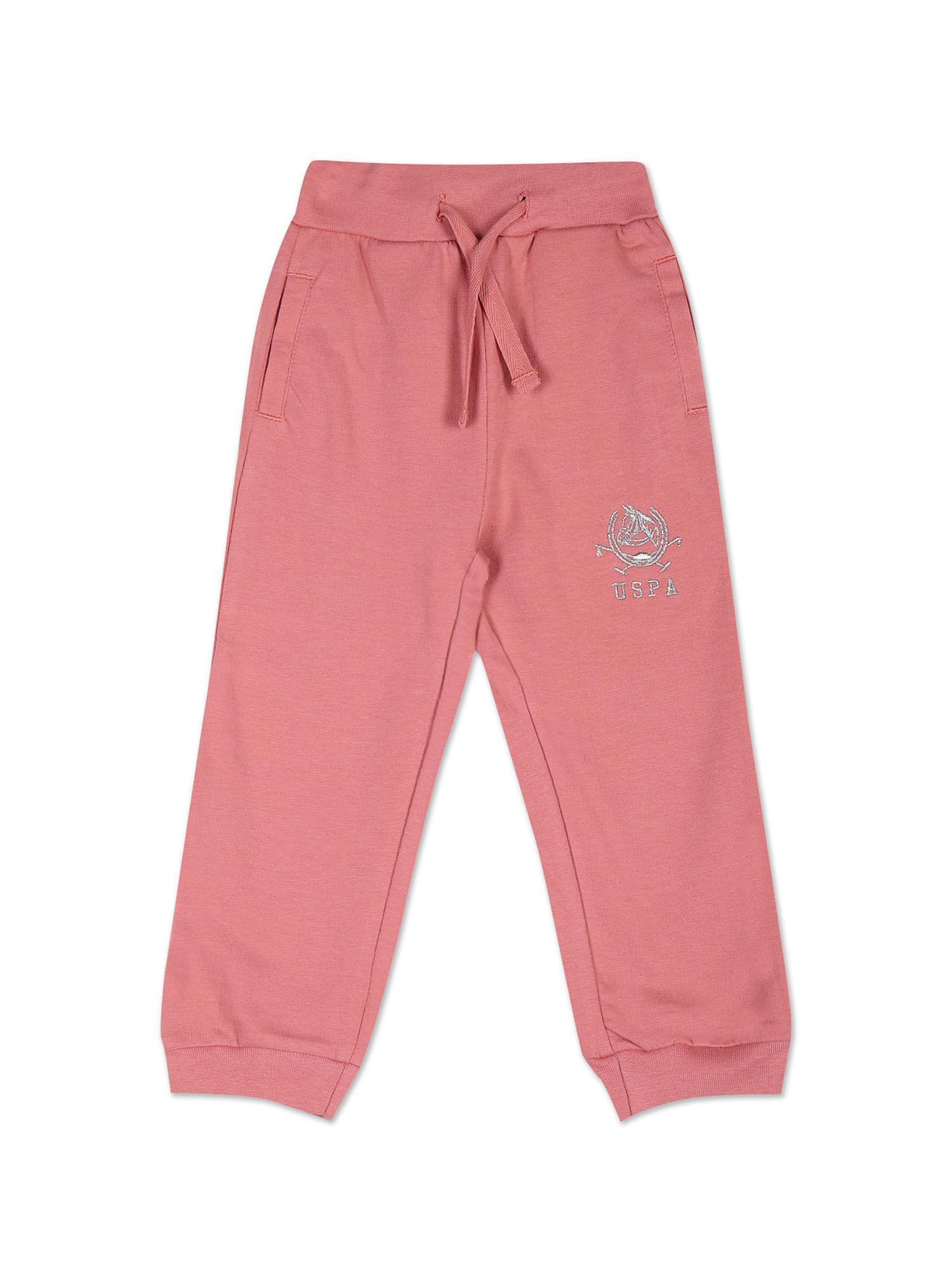 embroidered logo cotton solid joggers