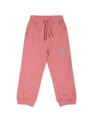 embroidered logo cotton solid joggers