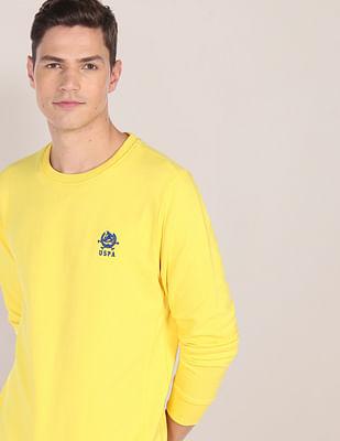 embroidered logo crew neck sweatshirt