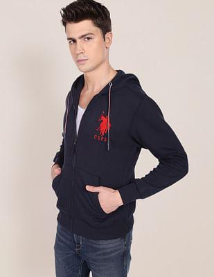 embroidered logo hooded sweatshirt