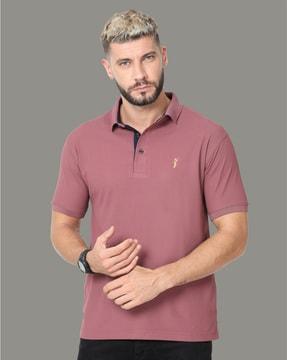 embroidered logo polo t-shirt with short sleeves