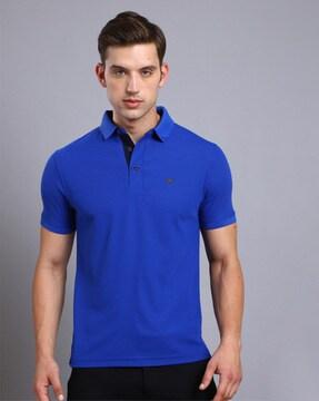 embroidered logo polo t-shirt with short sleeves