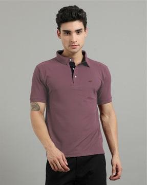 embroidered logo polo t-shirt with short sleeves