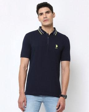 embroidered logo slim fit polo t-shirt