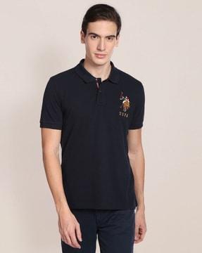 embroidered logo slim fit polo t-shirt