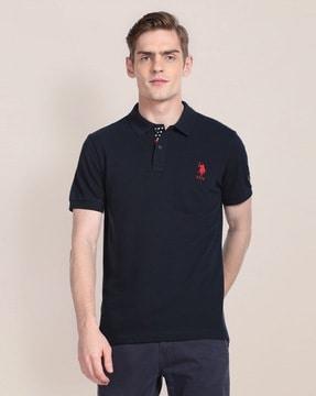 embroidered logo slim fit polo t-shirt