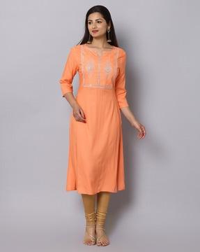 embroidered long kurta