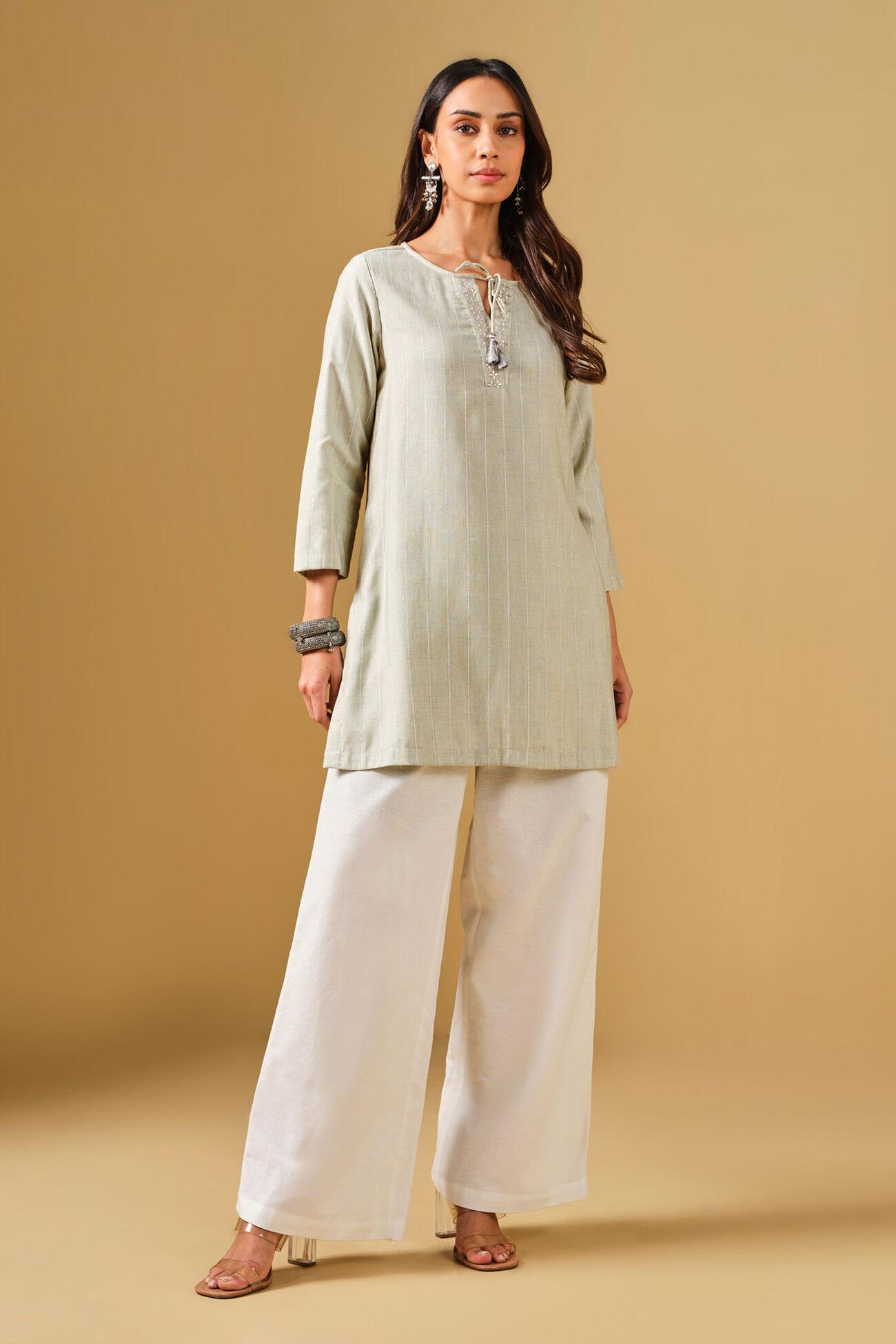 embroidered mint green tunic