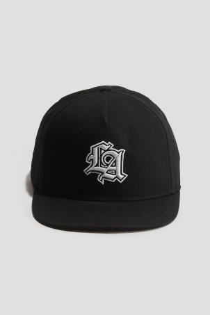 embroidered-motif cotton twill cap