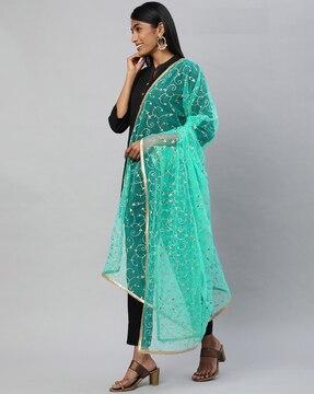 embroidered net dupatta