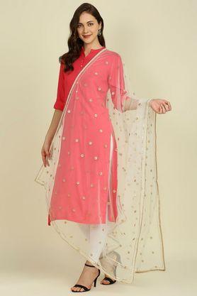 embroidered net gotta patti womens festive wear dupatta - off white