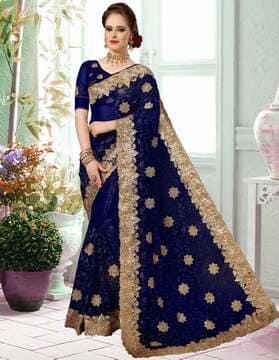 embroidered net saree