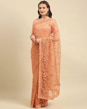 embroidered net saree