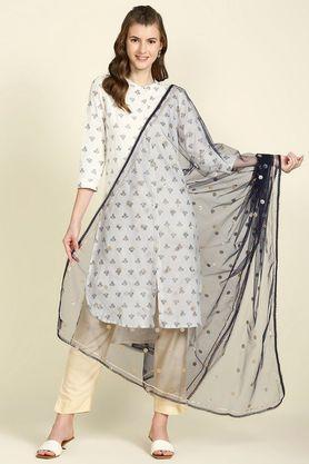 embroidered net womens festive wear dupatta - navy