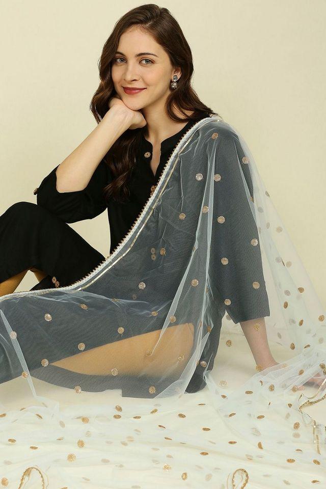 embroidered net womens festive wear dupatta