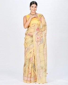 embroidered organza silk saree