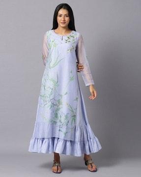 embroidered organza tiered dress