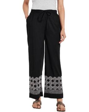 embroidered palazzos with drawstring waist