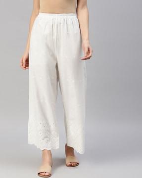 embroidered palazzos with elasticated waist