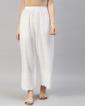 embroidered palazzos with elasticated waistband