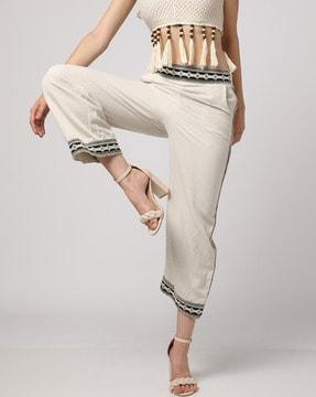 embroidered palazzos with semi-elasticated waist
