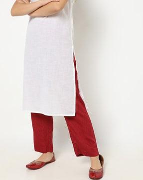 embroidered pants with drawstring waist