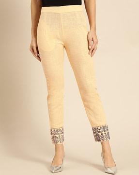 embroidered pants with elasticated waistband