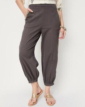 embroidered pants with insert pockets