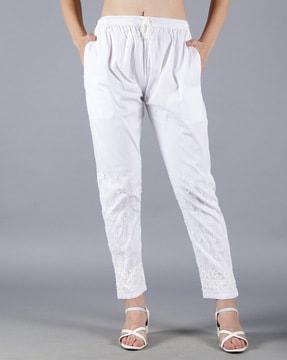 embroidered pants with insert pockets