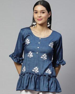 embroidered peplum top