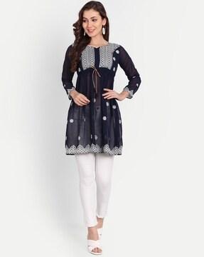 embroidered pleated kurti