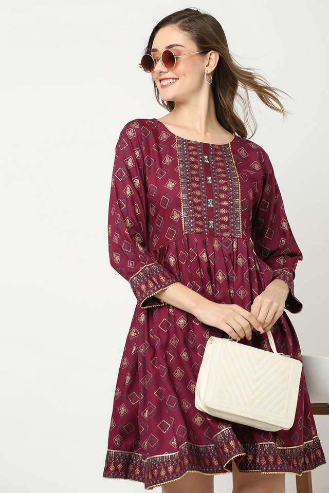 embroidered rayon round neck womens top