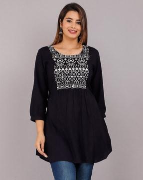 embroidered rayon tunic