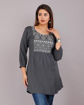 embroidered rayon tunic