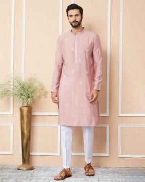 embroidered regular fit kurta