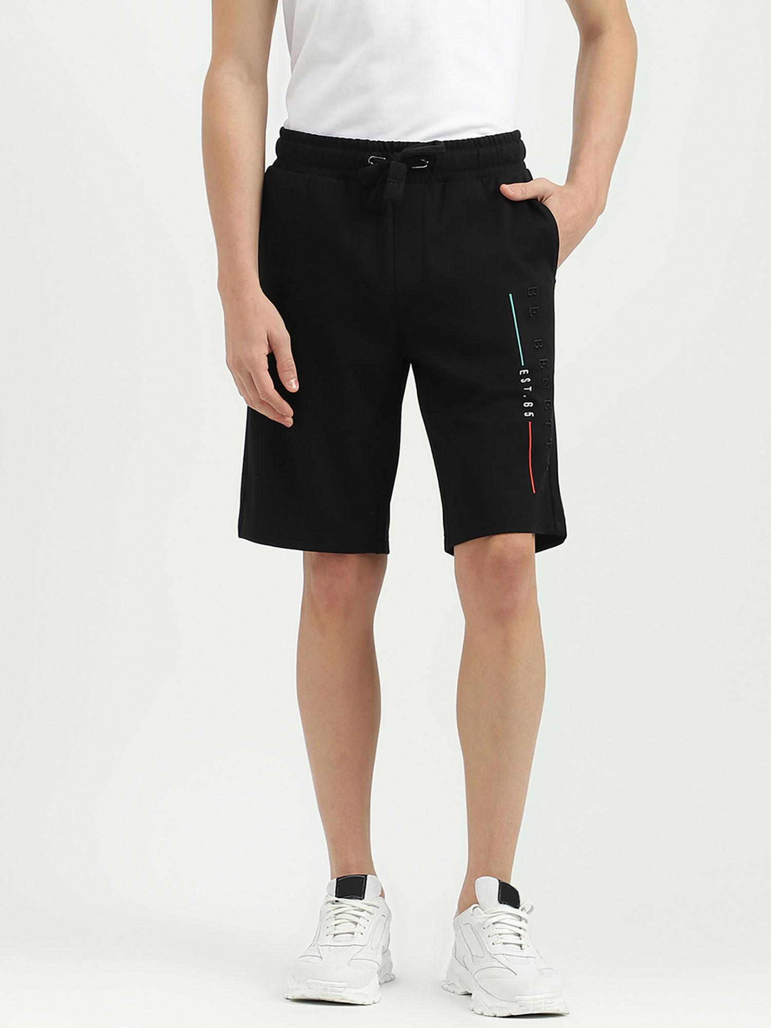 embroidered regular fit mid waist shorts