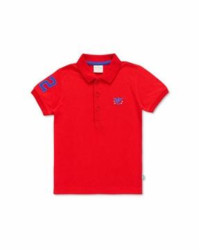 embroidered regular fit polo t-shirt with short sleeves