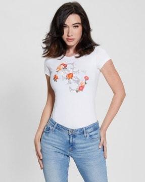 embroidered regular fit round-neck t-shirt
