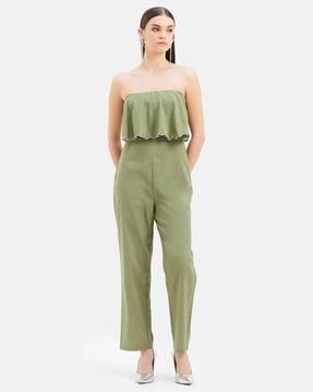 embroidered regular fit sleeveless jumpsuit