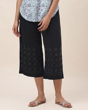 embroidered relaxed fit culottes
