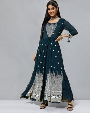 embroidered round-neck anarkali kurta