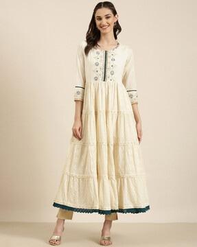 embroidered round-neck anarkali kurta