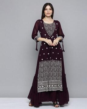 embroidered round-neck anarkali kurta