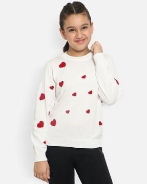 embroidered round-neck pullover