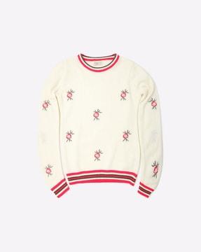 embroidered round-neck sweater