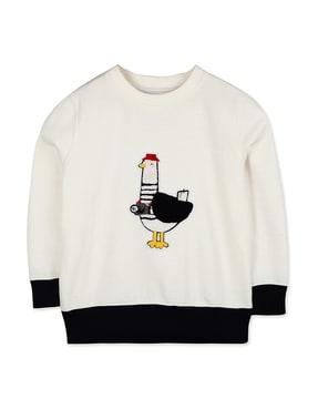 embroidered round-neck sweatshirt