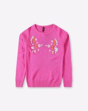 embroidered round-neck sweatshirt